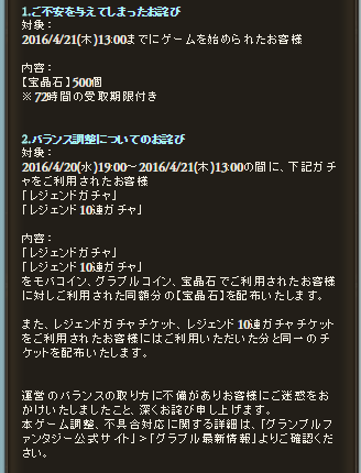 グラブル ガチャ全額 返石キャンペーン 終了 愚者のグラブル雑記